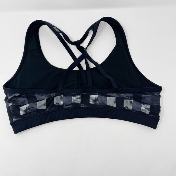 Marika Womens Large L Black Gray Print Strappy Crossback Racerback Sports Bra - Picture 2 of 8